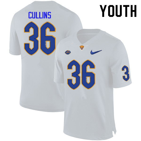 Youth #36 Justin Cullins Pitt Panthers College Football Jerseys Sale-White